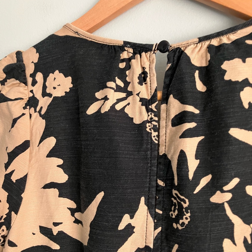 ANTHROPOLOGIE Somerset Black/Tan Floral Wide Leg Jumpsuit Size XS (Like a S/M) - Picture 10 of 16